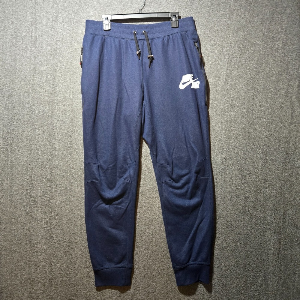 Nike Air Joggers Mens‎ Large Blue Logo Swoosh Spellout Tapered Sweatpants